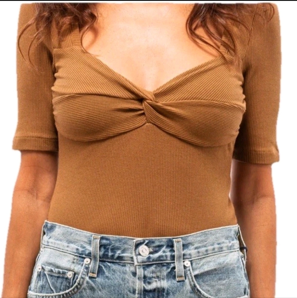 Citizens of Humanity Parie Twist Top Malt Ball Brown Size L NWOT